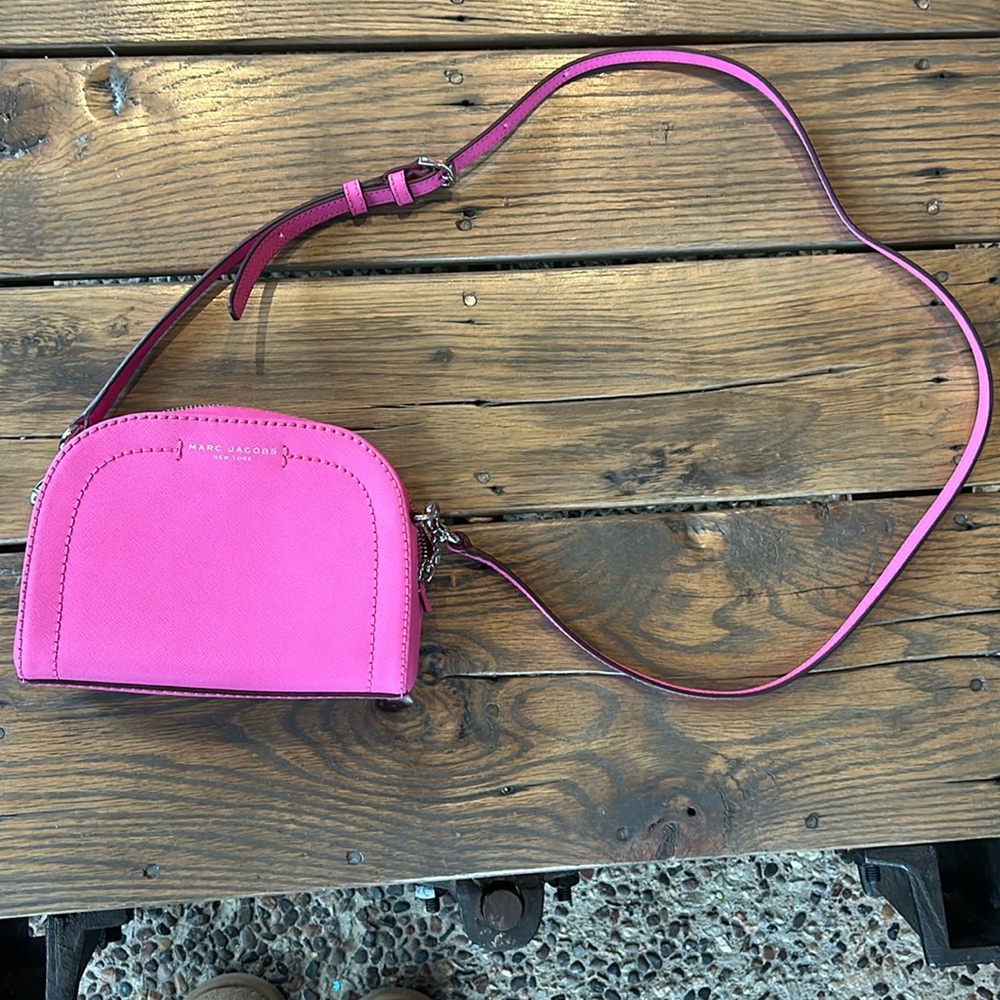 Marc Jacobs Playback Half Moon Saffiano Leather Small Crossbody Bag Pink
